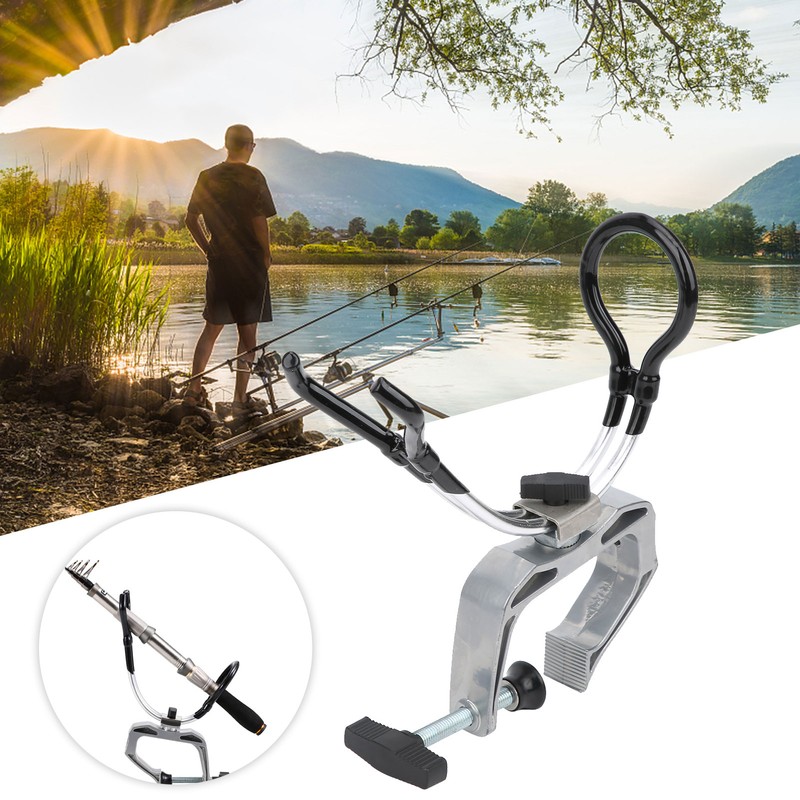 Aluminum Alloy 360 Degree Adjustable Boat Rods Holder Fishing Pole
