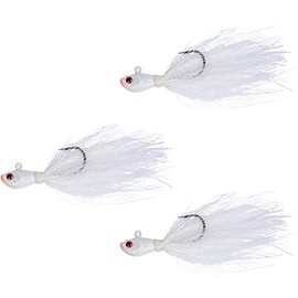 Croft Enterprises Bucktail Jigs 3 Pack – Durable Hand-Tied Fishing Lures for Saltwater & Freshwater, Bass, Walleye & Striper Tackle (2 OZ)