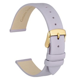 WOCCI 12mm Elegant Leather Watch Strap for Ladies with Gold Buckle (Light Purple)
