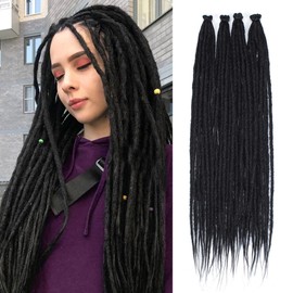 Vecago 24 Inch Dreadlock Hair Extensions, 40 Strands SE Thin 0.6cm Width Dreadlock Extensions, Synthetic Handmade Soft Hippie Style Dreadlocks for Woman,Black