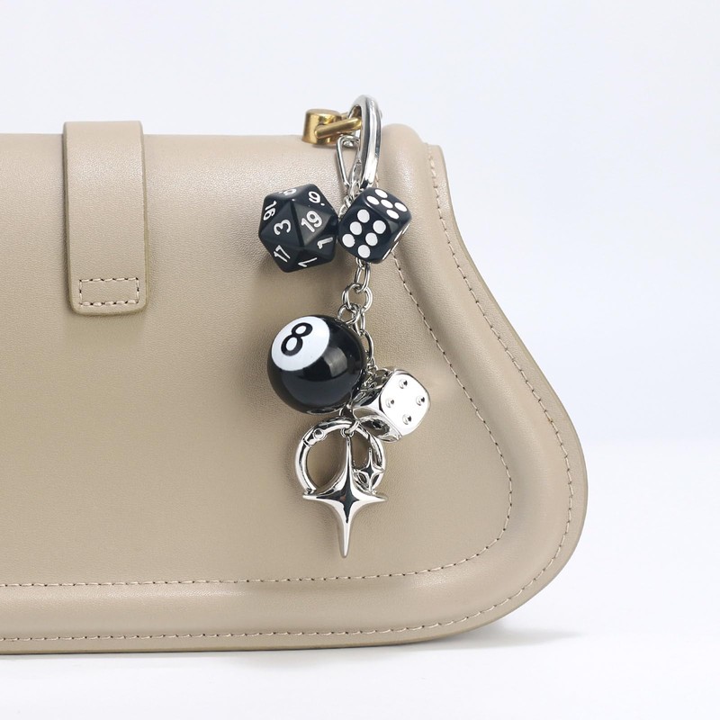 Nefokfdus 8 Ball Keychain,Cute Dice Star Bag Charms Accessories for
