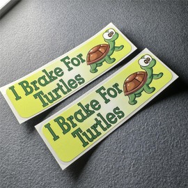 Car Stickers Warning Safe Driving I Brake for Turtle Decal Auto Motor Window Tail Triangle Appliques Pink (2, 150x45mm)
