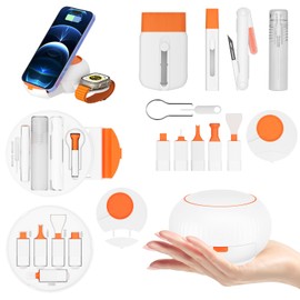 OCCULO Kit de Limpieza Portátil 24 en 1 | Cepillo de Limpieza Profesional para Teclado, Pantalla y Auriculares | Incluye Soporte de Carga Dual y Cepillo de limpieza de pantalla, para Celulares/Laptops