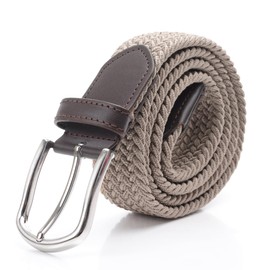 DWOY Elastic Braided Stretch Belt for Men and Women Elastic Fabric Woven Braided Trouser Belts (Coffee, L - XL)