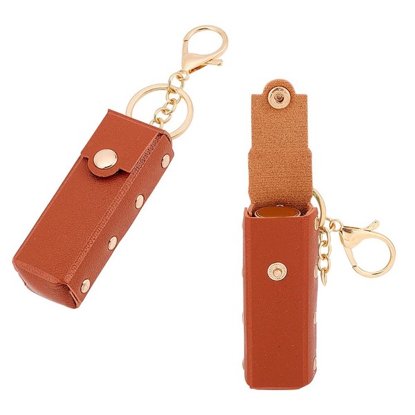 WADORN Pack of 2 Chapstick Key Ring Holder, brown