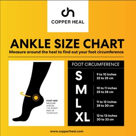 COPPER HEAL ANKLE Compression Sleeve (PAIR) - Highest Copper Infused Socks Arch Support Foot Swelling Achilles Tendon