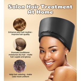 Hair Steamer Cap for Natural & Curly Hair - Safety Temperature Control, Quick Heat Up, Deep Conditioning Spa Treatment for Home Use