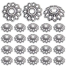 Hmjpng 200pcs Antique Silver Flower Bead Caps Alloy Filigree Flower Cap Spacer Beads Jewelry Making Accessories for DIY Earrings Bracelet Necklace Craft, 11.5 mm x 2.5 mm