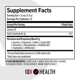 10X Health Amino Blend Tropical Orange - Contains EAA and BCAA Amino Acids Supplement - Essential Amino Acids Powder for Men and Women, Pre and Post-Workout Amino Energy Boost - 30 Servings