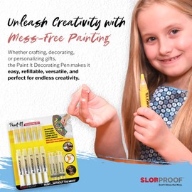 Slobproof Paint It! Decorating Pen - Refillable Paint Pens for Home, Arts and Crafts, Hobbies & Scrapbooking, 5-Pack