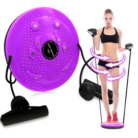 Waist Whisper Waist Twisting Disc, Waist Wriggling Plate with Resistance Bands and Foot Massage, Balance Board Twister Exercise, Waist Sculptor Machine for Exercise and Toning Workout (violet)