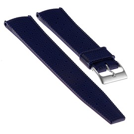 StrapsCo Perforated TPU Rubber Vintage Rally Watch Band Strap - Navy Blue - 20mm