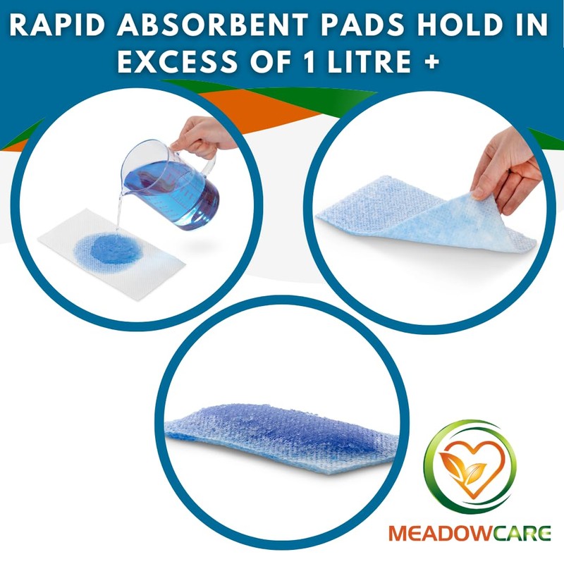 Meadowcare Commode Absorbent Pads | Pack of 50 Super Absorbent