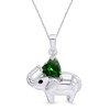 AFFY Elephant Pendant Necklace Heart Shaped Simulated Green Emerald CZ
