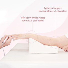 Delanie Nail Tech Arm Rest with Elbow Support - 17.72" Wide Soft Cushion Comfortable Ergonomic Manicure Hand Rest Pillow for Manicurist, Nail Desk Salon Supplies, Compact 17.72" Version