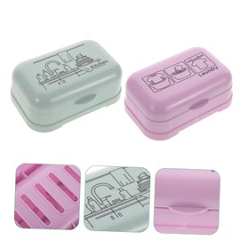 minkissy 2pcs Soap Case Soap Drying Container Portable Soap Holder with Lid Plastic Soap Container for Countertop