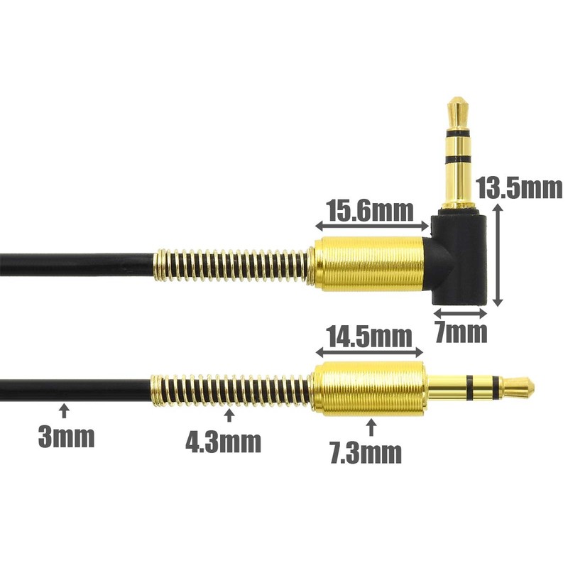 ANE Stereo Mini Plug Cable Elastic Coil Cord Black 38cm-100cm