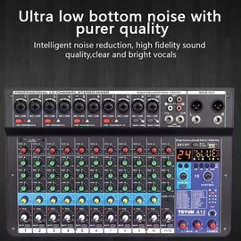 Dj Console Micfuns Stage Audio 12 Channel 48v Mixer With Usb Computer Bluetooth Built-In Digital Effect Mixer For Music Recording Studio Live Stage Yoube Tiktok