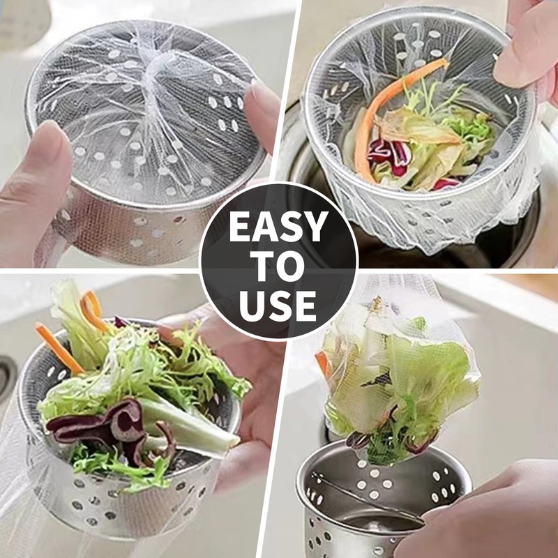 200 PCS Kitchen Disposable Mesh Sink Strainer Bags, Anti-Clogging Drain