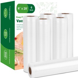 Moretoes Vacuum Sealer Bags, 6 Rolls 8" x 20' Food Vac Bags for Food Storage Saver, Commercial Grade Bag Rolls, BPA Free, Customized Size Bag for Sous Vide Cooking or Meal Prep