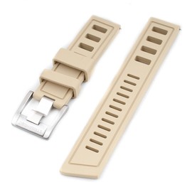 StrapHabit Quick Release Pro Diver Rubber Watch Strap Band FKM 20mm 22mm (22mm, Khaki)