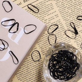 Hair Tie Mini Rubber Hair Tie Headband Black (WFI75XQ) / 머리끈 미니 고무 머리끈 머리밴드 검정 (WFI75XQ)