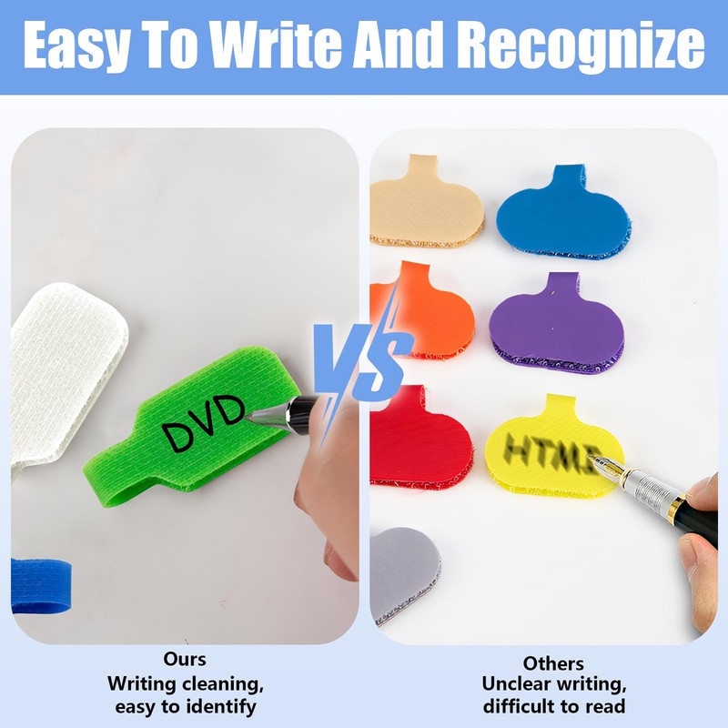 Cable Labels, Pack of 35 Writeable Cables Labelling Reusable Cable