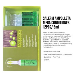Tratamiento Mega Acondicionar Intensiva By Gaero Shop | Hidrolizado De Queratina | Aloe Vera | Cabellos Dañados y/o Desvitalizados | 12 Ampolletas De 5ml