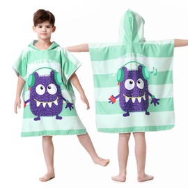 MOKANI Children's Bath Poncho with Hood, Microfibre Towel Poncho for Girls, Boys, Soft & Absorbent Beach Towel Bath Towel for Bathroom, Swimming Pool, Travel (Child Height: 100-140 cm)