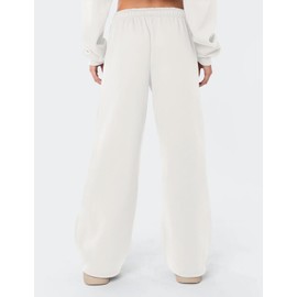 HeSaYep Women's Fleece Lined Sweatpants Wide Leg Baggy High Waisted Sweat Pants Drawstring Lounge Trousers Y2K Straight Leg Sherpa Pants White XL