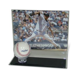 Acrylic Single Baseball Display Case with Horizontal Photo Holder