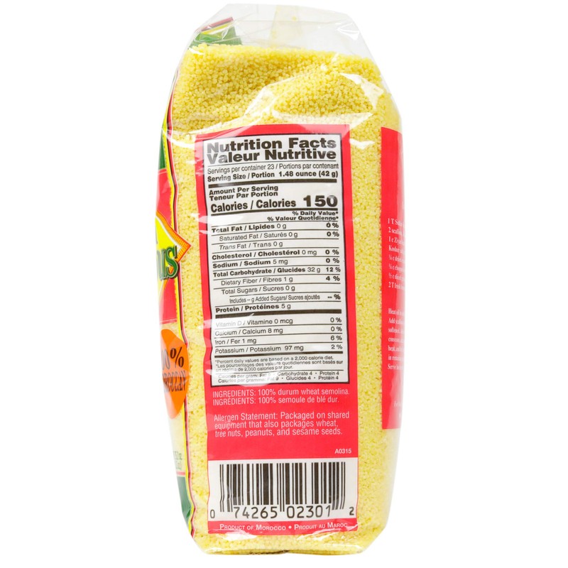 Ziyad Brand Premium Medium Couscousm, No Additives, No Preservatives, 100%