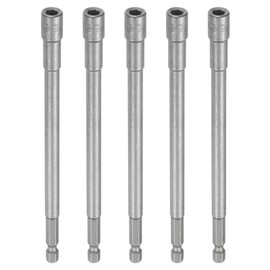 sourcing map 5pcs Nut Driver Drill Bit 5.5mm Metric Impact Socket 1/4" Hex Shank 6" (150mm) Extra Long Magnetic 6-Point Sockets Quick-Change CR-V Steel Bolt Setter for Power Drill Drivers