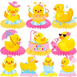 Duck Honeycomb Centerpieces Pink Rubber Duck Table Centerpieces 12Pcs Duck Birthday Party Table Decorations for Duck Themed Baby Shower Girls Supplies