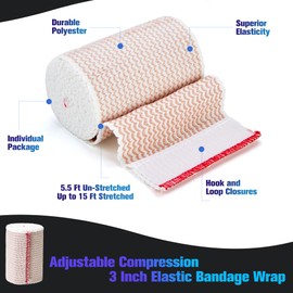 MUSEFITR 3 In Elastic Bandage Wrap 8 Pack, Compression Bandage Wrap for Ankle, Elbow, Knee, Shoulder,Tummy, Body, Premium Sport Support & Injury Recovery, Reusable & Durable