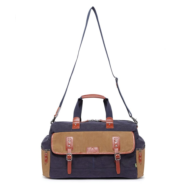 TSD Brand Stone Creek Waxed Canvas Duffel Bag (Navy)