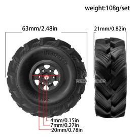 REDSPIDER 1.0 Beadlock Wheels and MUD Tires Set for 1/24 1/18 RC Crawler Car SCX24 TRX4M FCX24M FCX18 TRX4M UTB18 (Black)