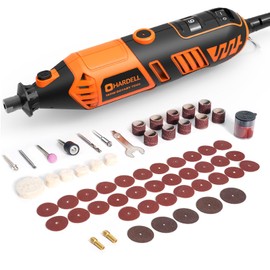 HARDELL Rotary Tool Kit - 180W Corded Power Rotary Tool 6 Variable Speeds with 61 Accessories, 8000-35000RPM, for Sanding, Polishing, Cutting, Engraving,Carving, DIY Crafts