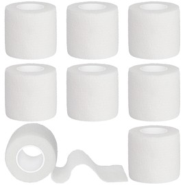 Tindobewan 8 Rolls Cohesive Bandage 2” x 5 Yards Self Adherent Bandage Wrap Breathable Vet Tape Elastic Adhesive Bandage for Sports, Wrist, Ankle, Tattoo Wraps(White)