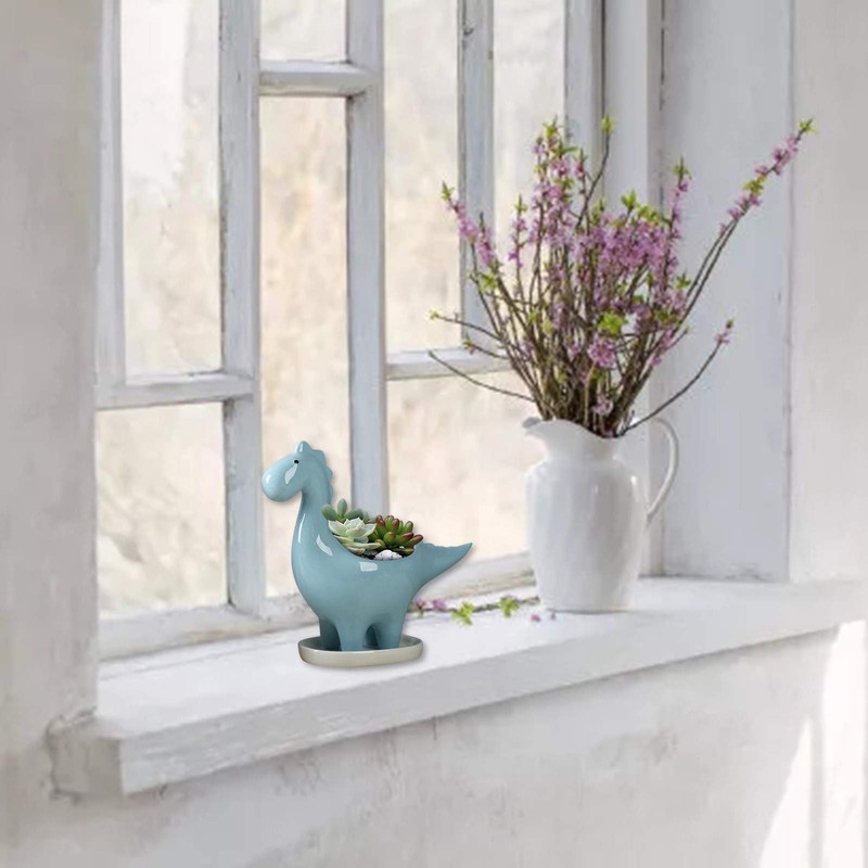 QUINTRA Flower Pots Dinosaur Flower Pot Decoration Ceramic Desktop Creative