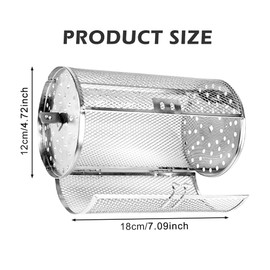 Tower Air Fryer Basket Rotisserie Basket Air Fryer Basket Air Fryer Rotating Basket Stainless Steel 360°Rotisserie Grill Basket Rolling Grill Cage for Baking Coffee Be-an BBQ Pea-nut Walnuts(12*18cm）