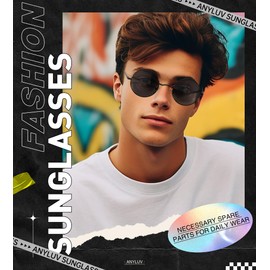 Round Sunglasses Men Women Polarized Hippie Round Sun Glasses Circle Sun Glasses Metal Frame With UV Protection, Golden Rim (45mm)