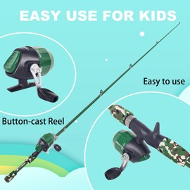 Aventik Kids Fishing Pole - Kids Fishing Starter Kit - with Tackle Box, Reel, Practice Plug, Beginner's Guide and Travel Bag for Boys, Girls (1.5M, Green (Rod Kit))