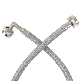 Neo-Pure 30" or 60" Braided SS Washing Machine Hose, 3/4" FHT x FHT, 90° Elbow, Nickel-Plated Brass Nuts, Hot & Cold Water Supply Line (60" (3/4 x 3/4))