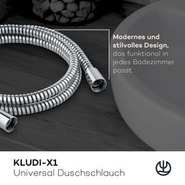 KLUDI -X1 Universal Shower Hose 1.25 m, Flexible Shower Hose with Double Twist Protection, Kink-Resistant, Standard Connection G1/2, Plastic-Coated with Metal Effect, Made in Germany