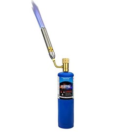 BLUEFIRE Triple Flame Jet Turbo Torch Propane Kit,Manual Ignition Gas Welding Nozzle Head for Brazing Large Dia Copper Pipes & High Heat Soldering,Fuel by MAP Pro Propane (Torch+Propane Kit)