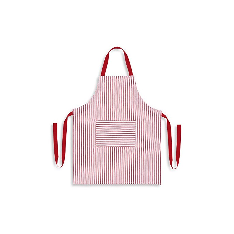 Cackleberry Home Red and White Ticking Stripe Woven Cotton Bib