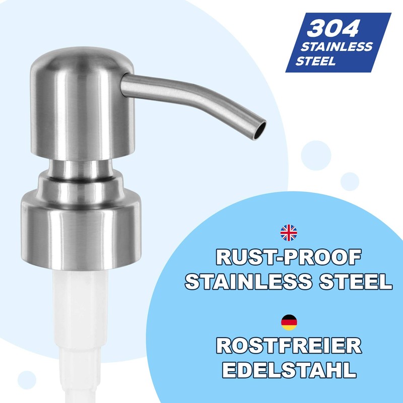 Stainless Steel Soap Dispenser Pump 'Zagreb' for Upcycling Bottles, e.g.