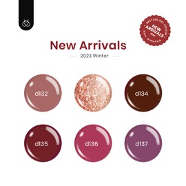 Beetles Gel Nail Polish Set 6 Pcs Burgundy Red Purple Glitter Brown Nail Polish Soak Off UV LED Nail Lamp Nail Art Manicure Salon DIY Home Gift for Women