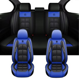 Xiangta High-quality Leather Anti-slip All-season Interior Accessories 5-Seat Waterproof Leather with Breathable Design for CarsSize: Universal Size, Color: Black & Blue